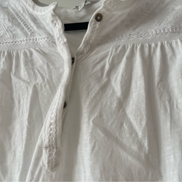 Lucky Brand white embroidered 3/4 sleeve top size Large - Picture 5 of 7